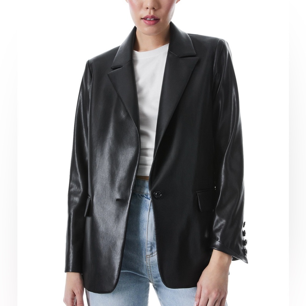 Alice and Olivia Denny Faux Leather Blazer